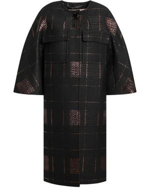 Max Mara Geruite Jas Met Enkele Rij Knopen - Zwart