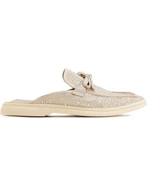 Nicoli Jezelinda Bow Embellished Mules - White