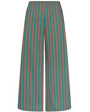 Simon Miller Toni Striped Poplin Cropped Palazzo Trousers - Green