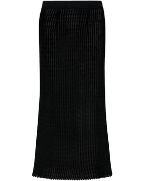 Maison Margiela Ribbed Knit Midi Skirt - Black