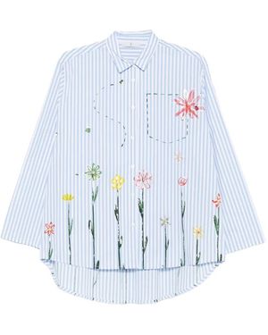 Whyci Floral-print striped shirt - Blau