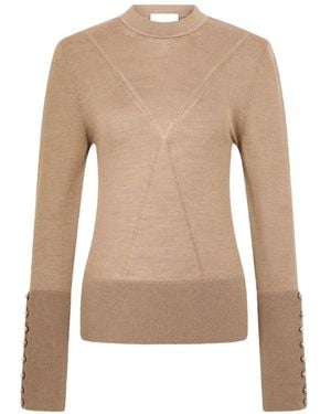 Rabanne Button-Cuff Long-Sleeve T-Shirt - Natural