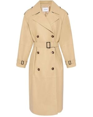 Yves Salomon Belted Leather Trench Coat - Natural