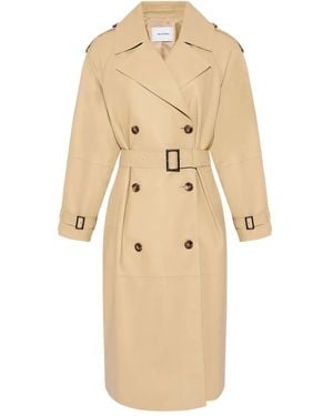Yves Salomon Belted Leather Trench Coat - ナチュラル
