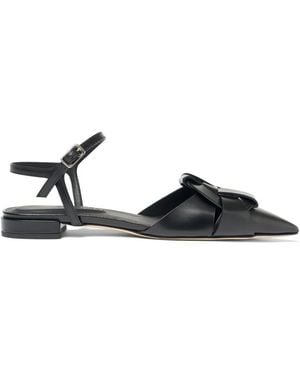 SCAROSSO Amanda Woven Pointed Pumps - Black