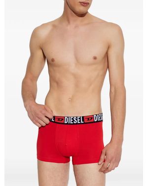 DIESEL Logo-Waistband Three-Pack Boxer - Red