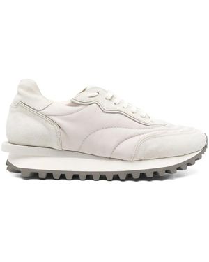Eleventy Suede Panelled Trainers - White
