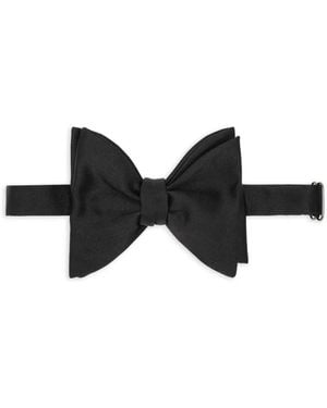 Fortela Dropped Silk Bow Tie - Black