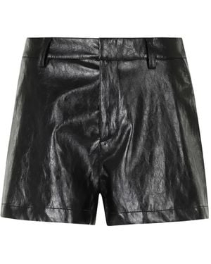 FEDERICA TOSI Crinkled-Finish Belt-Loops Shorts - Black
