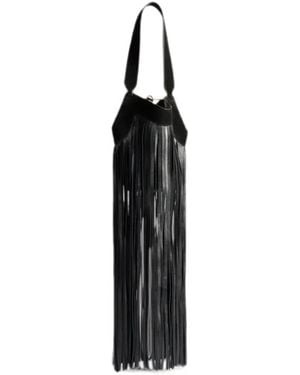 KHAITE Nano Lotus Fringed Tote Bag - Black