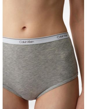 Calvin Klein Logo-Waistband High-Waist Briefs - Grey