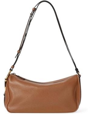 Gucci Medium Half Horsebit Grained-Leather Shoulder Bag - Brown