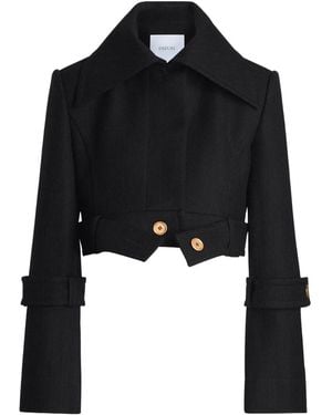 Patou Belted Wide-Lapel Jacket - Black