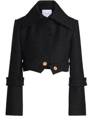 Patou Belted Wide-Lapel Jacket - Black