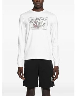 Moncler Graphic-Print Long-Sleeve T-Shirt - White
