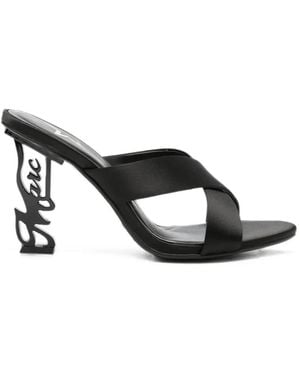 Marc Ellis Cross-Strap Sculpted-Heel Sandals - Black