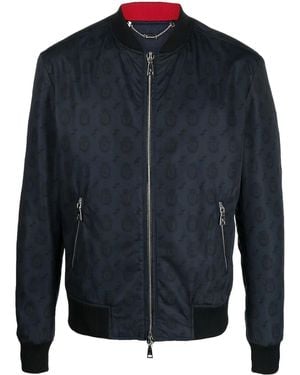 Billionaire Crest Monogram-Print Bomber Jacket - Blue