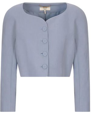 Chloé Geknöpfte Cropped-Jacke - Blau