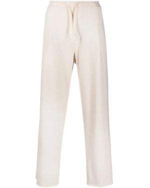 A PAPER KID Logo-Patch Cotton Track Pants - Natural