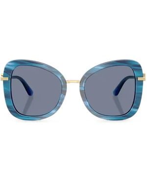 Dolce & Gabbana Striped Geometric-Frame Sunglasses - Blue