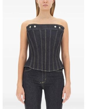 McQueen Denim Bustier Top - Black