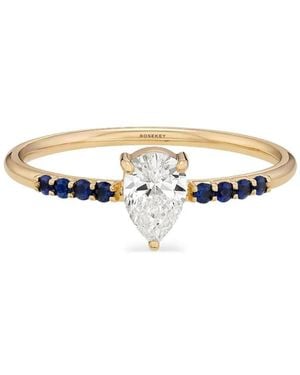 ROSEKEY 18Kt Pixies Solitaire Rotgoldring Mit Diamant Und Saphir - Weiß
