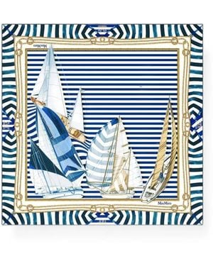 Max Mara Schal Aus Seide - Blau