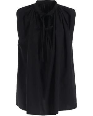 Y's Yohji Yamamoto Tie-Neck Sleeveless Blouse - Black