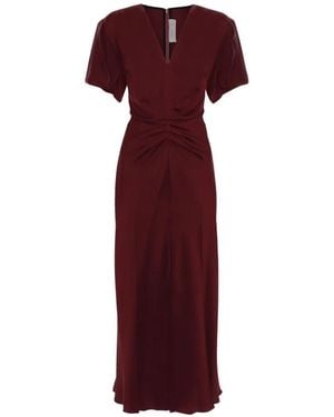Victoria Beckham Eve Twist-Detail Midi Dress - Red