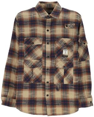 Roy Rogers Xengineered Garments Check-Pattern Workwear Shirt - Brown