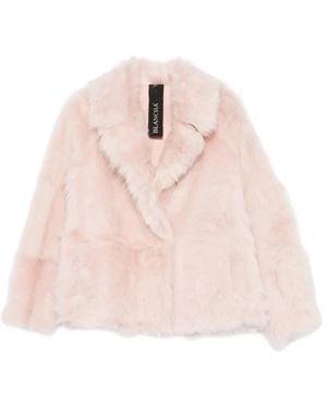 Blancha Notched-Lapels Shearling Jacket - Pink
