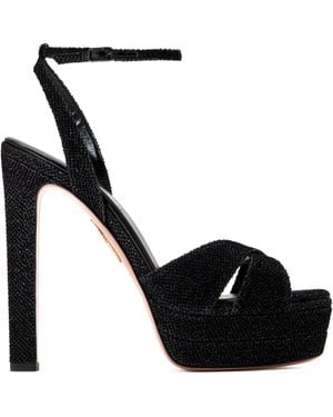 Aquazzura 130Mm Glitter-Embellishment Sandals - Black