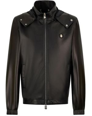 Billionaire Hooded Leather Jacket - Black