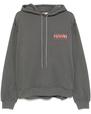 Marni Hoodie Mit Logo-Patch - Grau