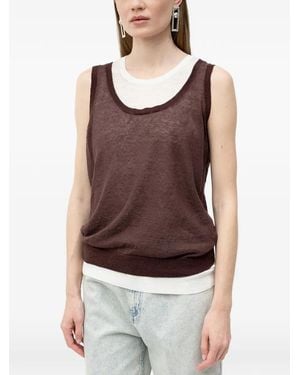 BOSS Scoop-Neck Layered Top - Brown
