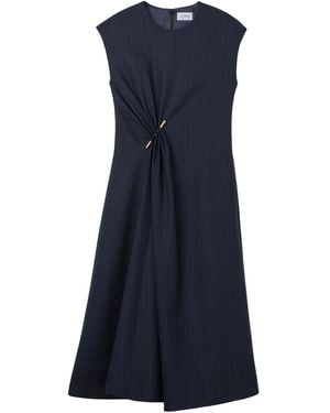 St. John Gathered-Detail Midi Dress - Blue