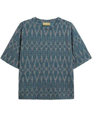 Momoní Iora Embossed Effect Jacquard T-Shirt - Blue