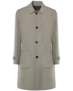 Eleventy Herringbone-Pattern Single-Breasted Coat - Gray
