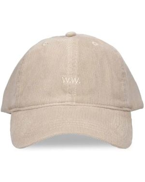 WOOD WOOD Ww Corduroy Logo-Embroidered Baseball Cap - Natural