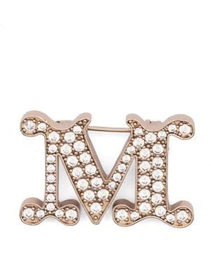 Max Mara Broche Con Placa Del Logo M - Blanco