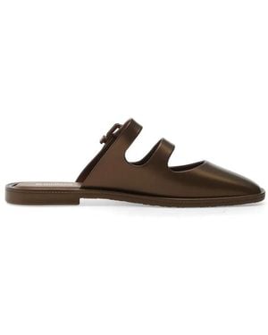 Melissa Anastasia Pointed-Toe Slides - Brown