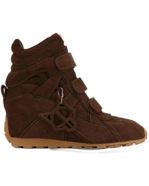 Naked Wolfe Element Croc-Effect Touch-Strap Trainers - Brown