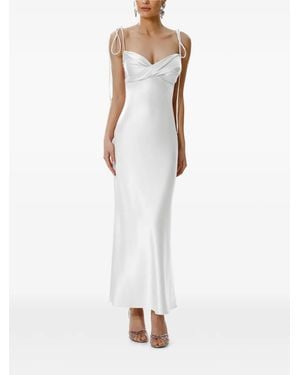 Framboise Robe Longue Darren À Liens Noués - White