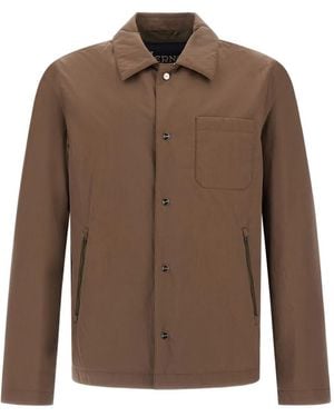 Herno Button-fastening Jacket - Brown