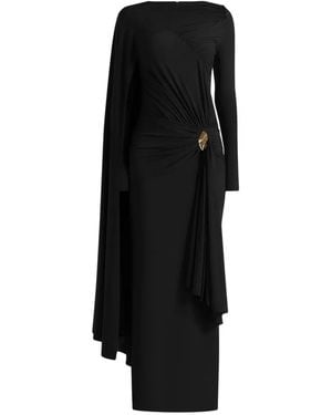 Manière De Voir Edena Asym Ruched Draped Maxi Dress - Black