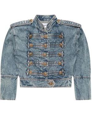 VAQUERA Napoleon Cropped Denim Jacket - Blue