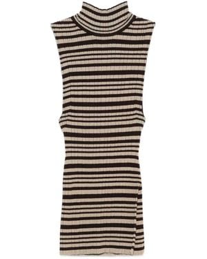 Nanushka Gestreepte Top Met Col - Grijs