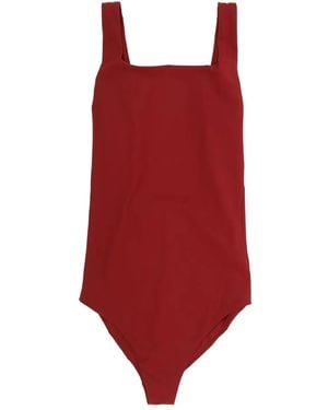 Jil Sander Square-Neck Swimsuit - Red
