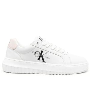 Calvin Klein Logo-Print Lace-Up Trainers - White