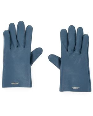 Undercover Logo-Print Leather Gloves - Blue